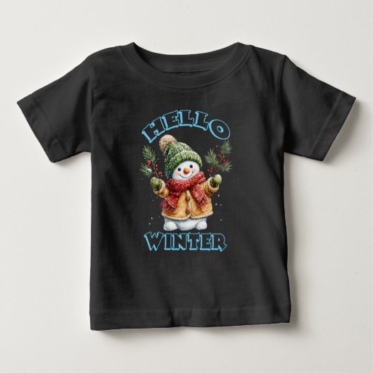 楽しい冬の雪だるま ベビーTシャツ (正面)