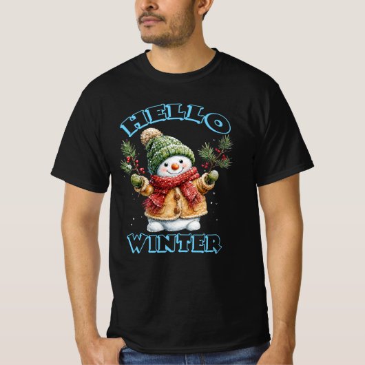 楽しい冬の雪だるま Tシャツ (正面)