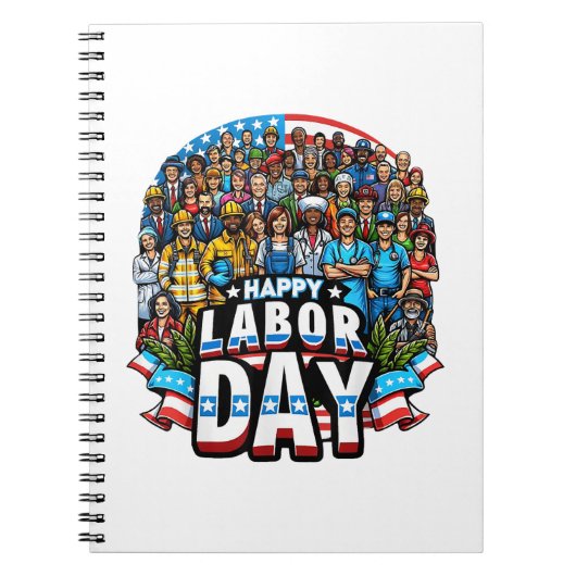 楽しい労働者の日 アメリカ労働者の日おめでとう ノートブック (正面)