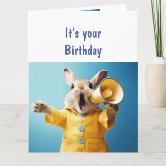 楽しい動物のユーモア ウサギ 老誕生日 カード (正面)