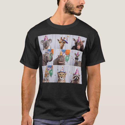 楽しい動物サファリ 誕生日パーティー Tシャツ (正面)
