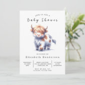 楽しい動物シンプルな牛のベビーシャワー 招待状 (スタンド正面)