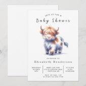 楽しい動物シンプルな牛のベビーシャワー 招待状 (正面/裏面)