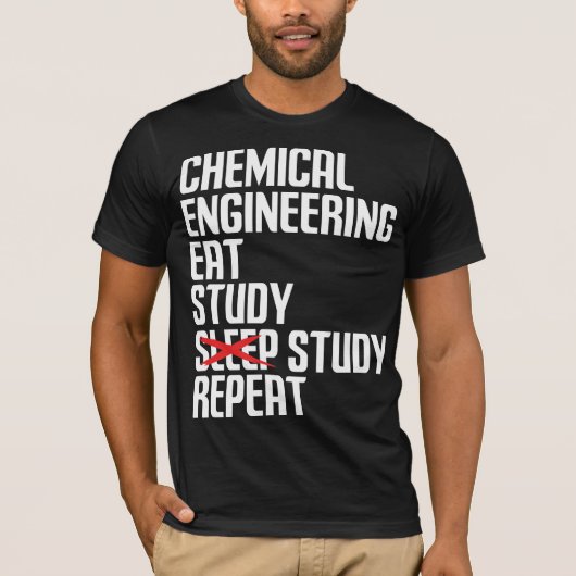楽しい化学工学 食べて勉強繰り返しギフト Tシャツ (正面)