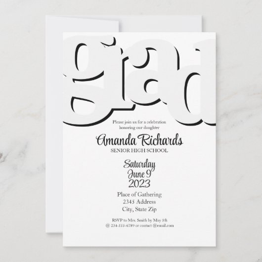 楽しい卒業パーティーのお誘い 招待状 (正面)