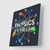 楽しい原子科学「物理学は法則だ」 スクエア壁時計 (傾斜)