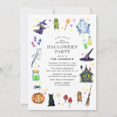 楽しい可愛い子供たちのハロウィンパーティー 招待状 (正面)