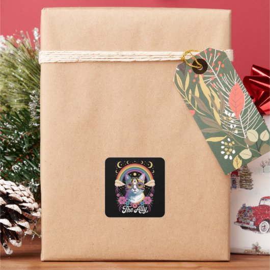 楽しい同盟者 CA プライド サングラス ゲイプライド LGBTQ スクエアシール (クリスマス)