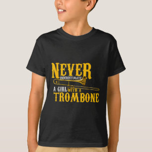 楽しい名言プレイ トロンボーンを持った女の子をナメてはいけない Tシャツ