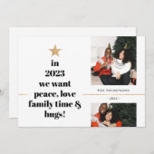 楽しい名言 家族写真 ミニマル ゴールド グリッター シーズンカード (正面/裏面)