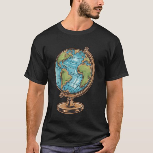 楽しい地理マップ 地理教師 Tシャツ (正面)