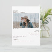 楽しい埃っぽいブルーモダンフォトブライダルシャワー 招待状 (スタンド正面)