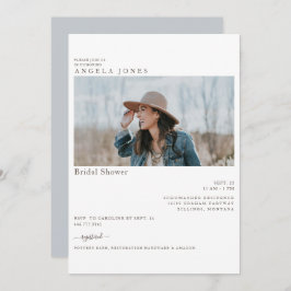 楽しい埃っぽいブルーモダンフォトブライダルシャワー 招待状
