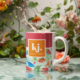 楽しい夏のスタイリッシュモノグラム コーヒーマグカップ
