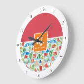 楽しい夏のスタイリッシュモノグラム ラージ壁時計 (傾斜)