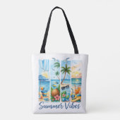 楽しい夏のテーマの筆致シーン トートバッグ (裏面)