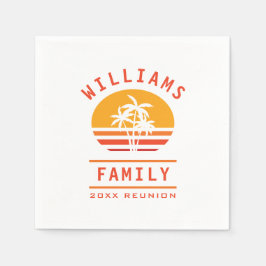 楽しい夏のバケーショントロピカルビーチ家族の再会 スタンダードカクテルナプキン