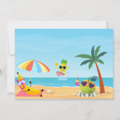 楽しい夏のビーチのキャラクター フルーツ ベビーシャワー 招待状 (裏面)