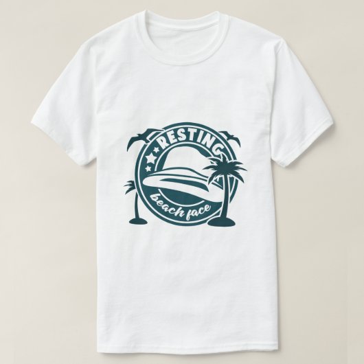 楽しい夏のビーチの顔 グラフィックデザイン Tシャツ (デザイン正面)