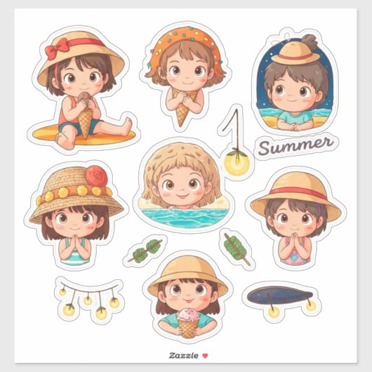 楽しい夏のビーチキッズステッカーセット シール (シート)