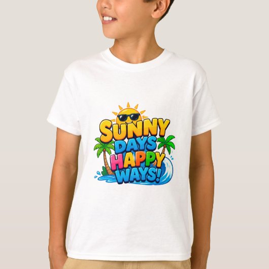 ☀️ 楽しい夏の毎日 サマーキッズ 🌴 Tシャツ (正面)