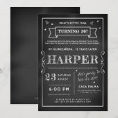 楽しい大人の30歳誕生日チョークボード 招待状 (正面/裏面)