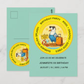 楽しい太陽のビーチへの招待 鳥 海辺のカード ポストカード (正面/裏面)