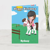 楽しい女の子の乗馬の秘密のメッセージの誕生日 カード (正面)