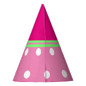 楽しい女の子の誕生日 ピンク 緑 白 ポルカドット パーティーハット (裏面)
