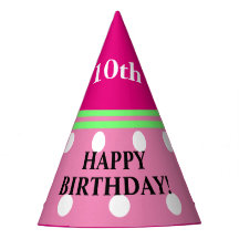 楽しい女の子の誕生日 ピンク 緑 白 ポルカドット