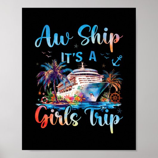 楽しい女友達とのクルーズ旅行 ガールズトリップ クルーズ旅行 グッズ ポスター (正面)