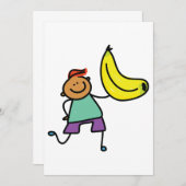 楽しい子供が大きな黄色のバナナを持っている 招待状 (正面/裏面)