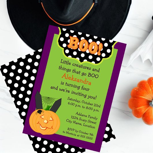 楽しい子供たちのハロウィン誕生日 招待状