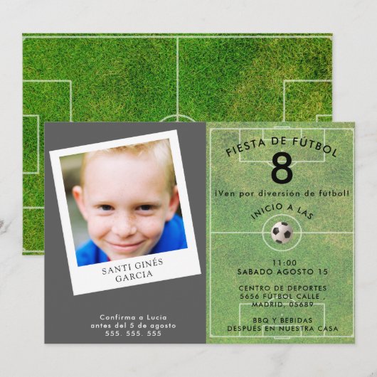 楽しい子供のためのサッカー、写真 招待状 (正面/裏面)