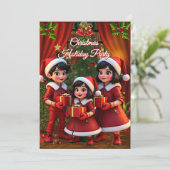 楽しい子供のクリスマスホリデー 赤と緑のプレゼント 招待状 (スタンド正面)