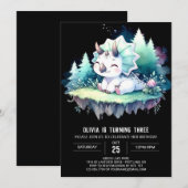 楽しい子供のトリケラトプスの誕生日 招待状 (正面/裏面)