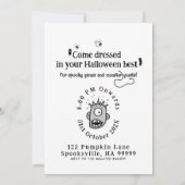 楽しい子供のハロウィーン変なワッキーなモンスターの衣装 招待状 (裏面)
