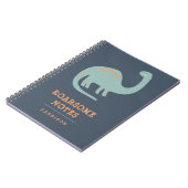 楽しい子供の恐竜 青とオレンジの名前入り ノートブック (左側)