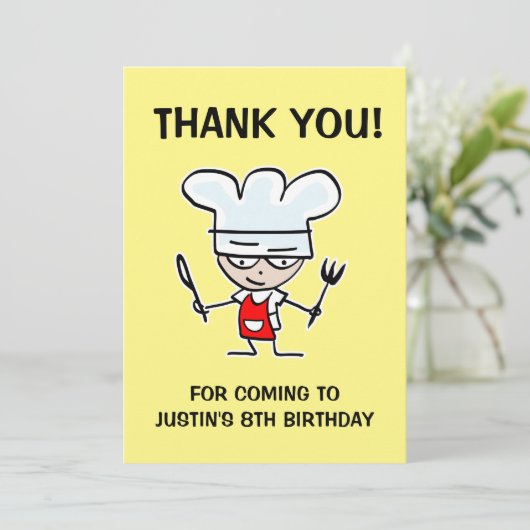 楽しい子供の料理 バースデーパーティー感謝カード サンキューカード (スタンド正面)
