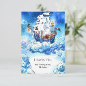 楽しい子供の海賊誕生日 サンキューカード (スタンド正面)