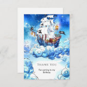 楽しい子供の海賊誕生日 サンキューカード (正面/裏面)