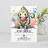 楽しい子供の猿の誕生日 招待状 (スタンド正面)