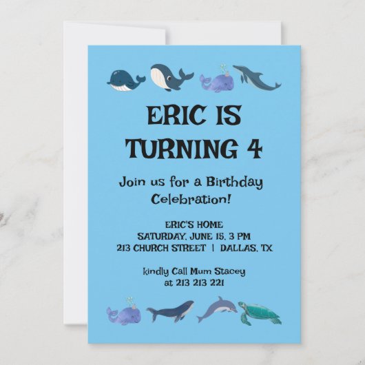 楽しい子供の誕生日パーティー 招待状 (正面)