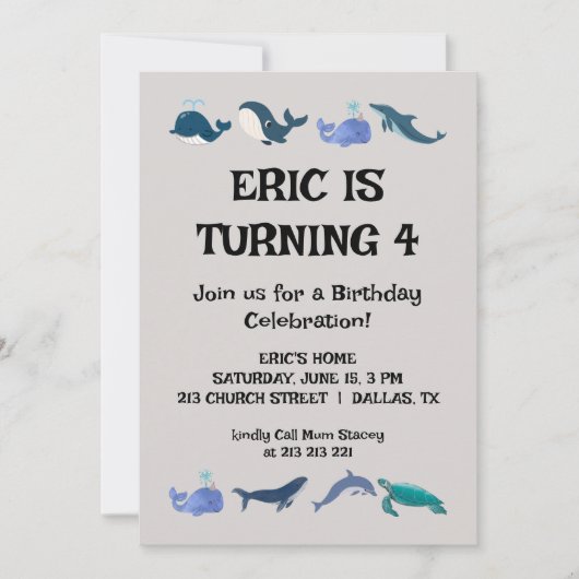 楽しい子供の誕生日パーティー 招待状 (正面)