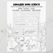 楽しい子供向けアクティビティ 恐竜パズル ワードサーチ (裏面)