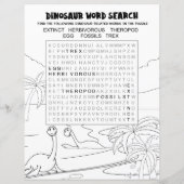 楽しい子供向けアクティビティ 恐竜パズル ワードサーチ (裏面)