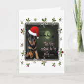 楽しい子犬のホリデーグリーティング シーズンカード (正面)