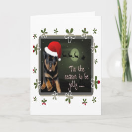 楽しい子犬のホリデーグリーティング シーズンカード