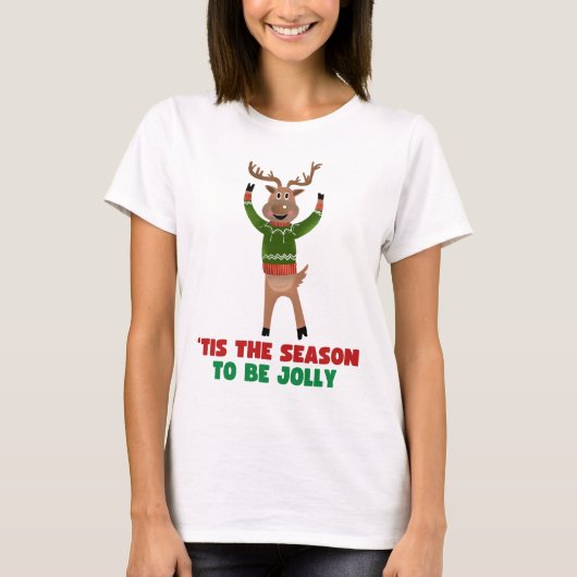楽しい季節ですね トナカイ Tシャツ (正面)