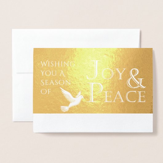 . .楽しい季節と平和の休日のホイルをお祈り 箔カード (封筒付き正面)